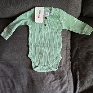 PatPat Green Ribbed Knit One Piece Bodysuit